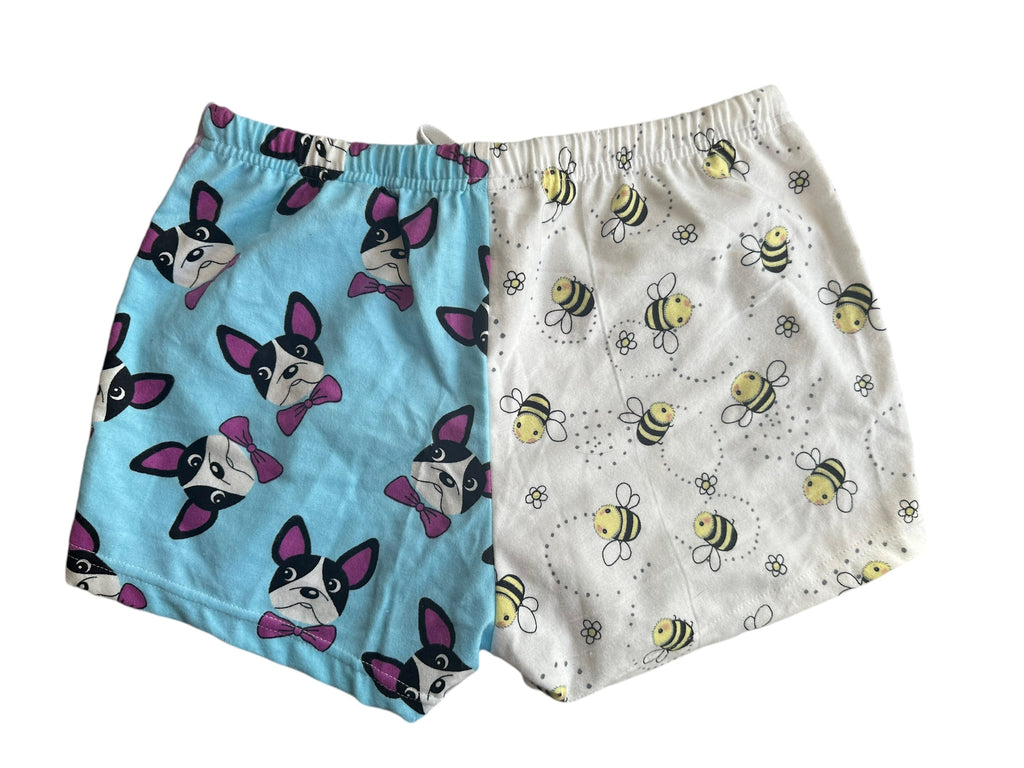 Female BOXERS Flannel- Colour block - animals in PJs /mauve cat/ Boston terriers/ bees