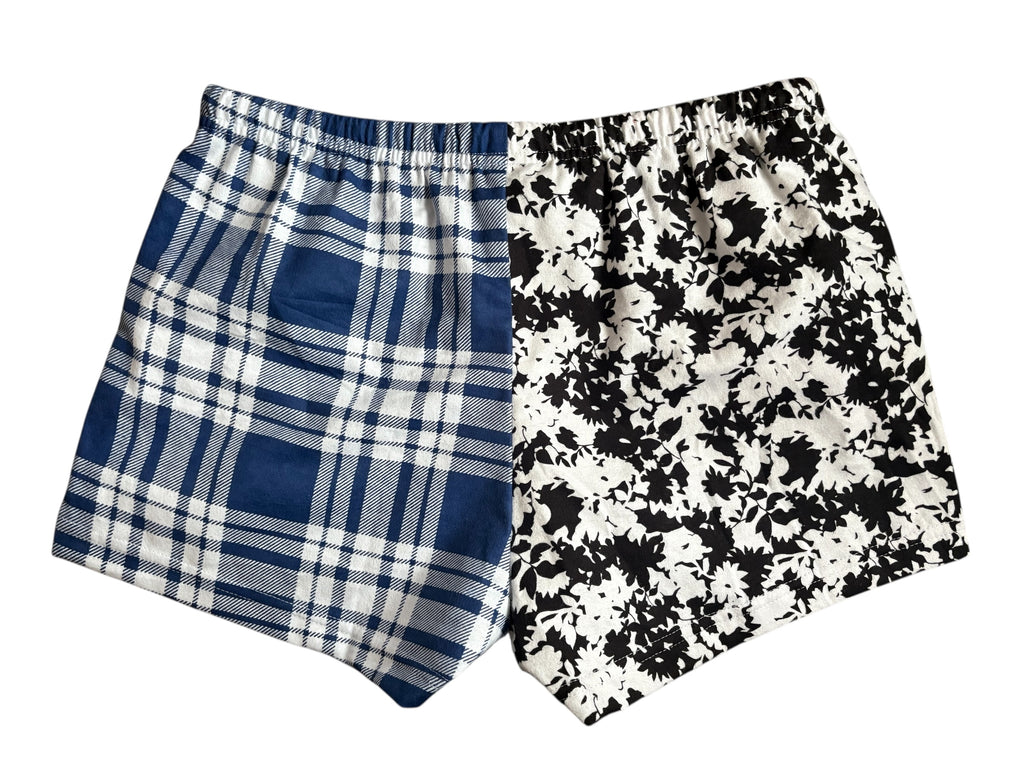 Female BOXERS Flannel- Colour block - Navy Dot/ Teal Dogs & Blue Plaid/ Black & White Flower