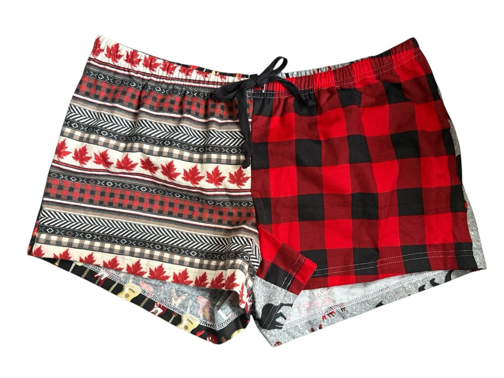 Female BOXERS Flannel- Colour block - Canadian Stripe/Buffalo Check & Moose/Guitar