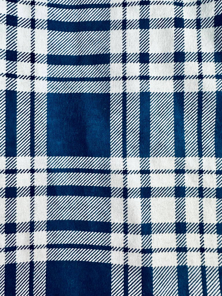 Female BOXERS Flannel - White & Blue Plaid