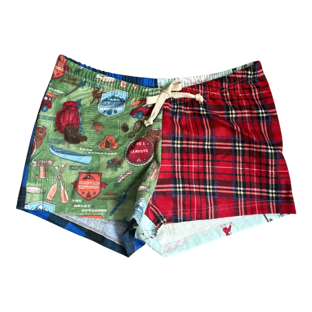 Female BOXERS Flannel- Colour block - Camping/Royal Stewart & Ski/Blue Buffalo Check