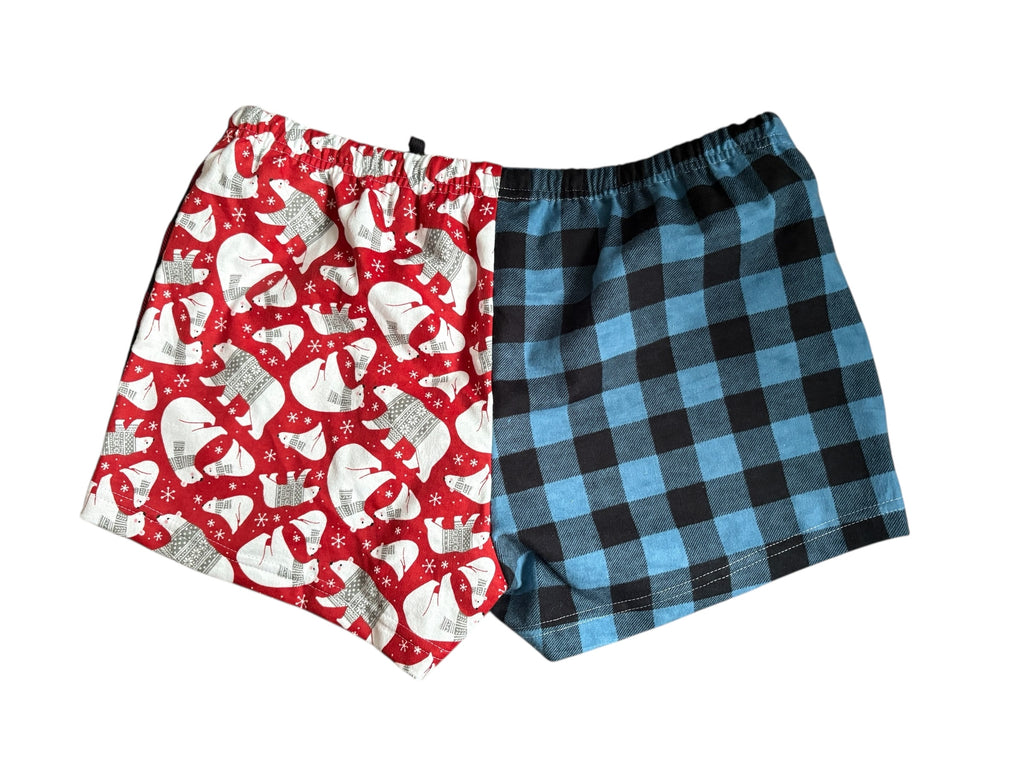 Female BOXERS Flannel- Colour block - Plaid/ Buffalo Check & Buffalo Check / Polar Bear