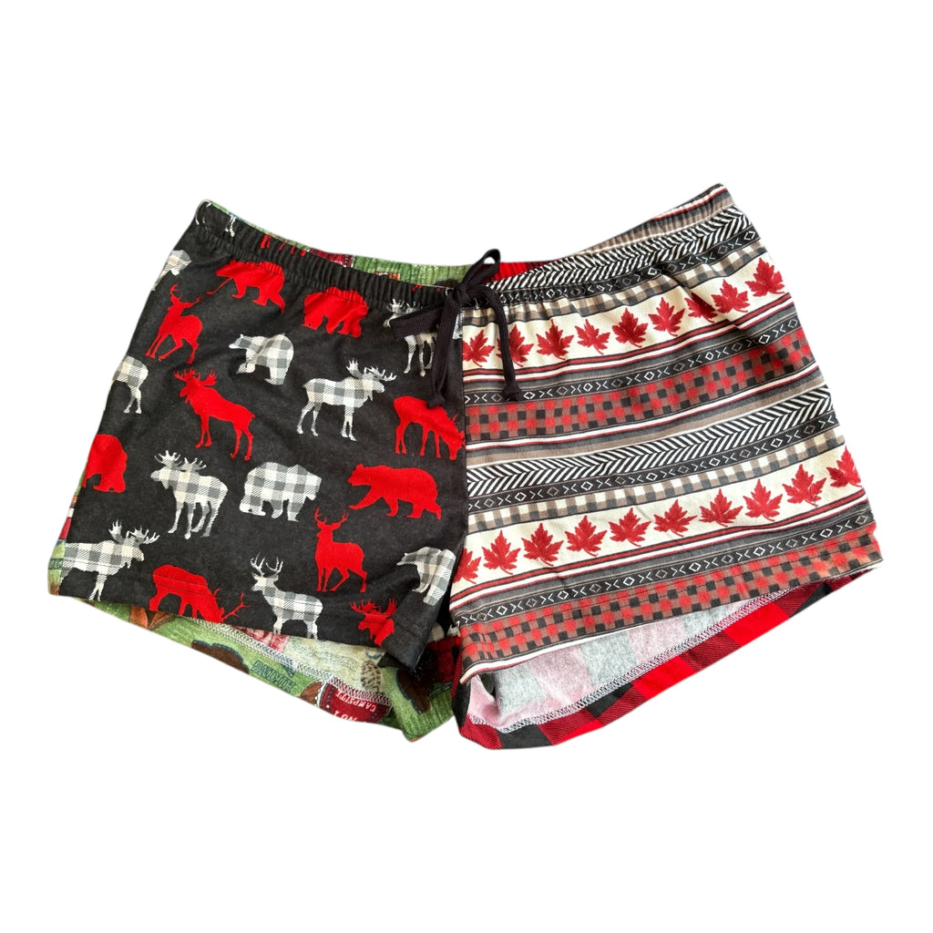 Female BOXERS Flannel- Colour block - Moose/Canadian & red/Camping