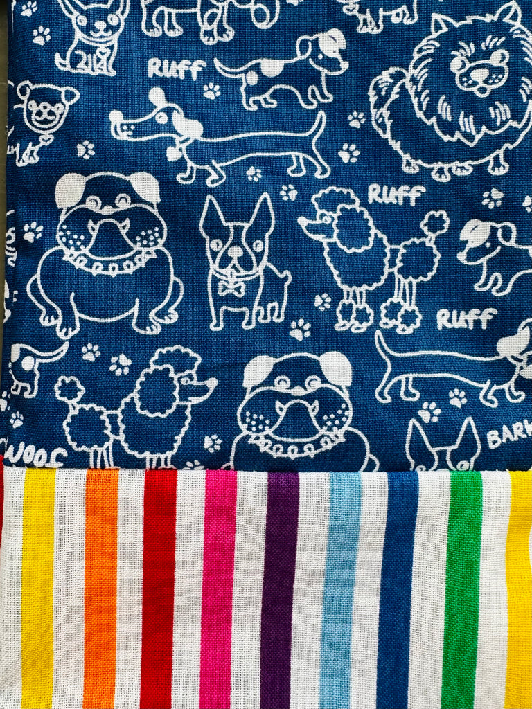 Cotton PANT -  Blue Dogs w/ Rainbow Stripes