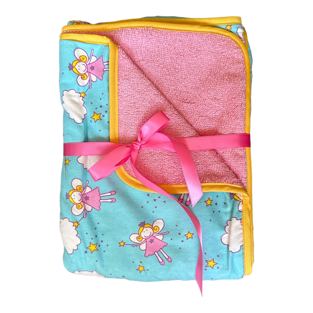 Hooded Towel - Turquoise Fairy w/ Pink Terry