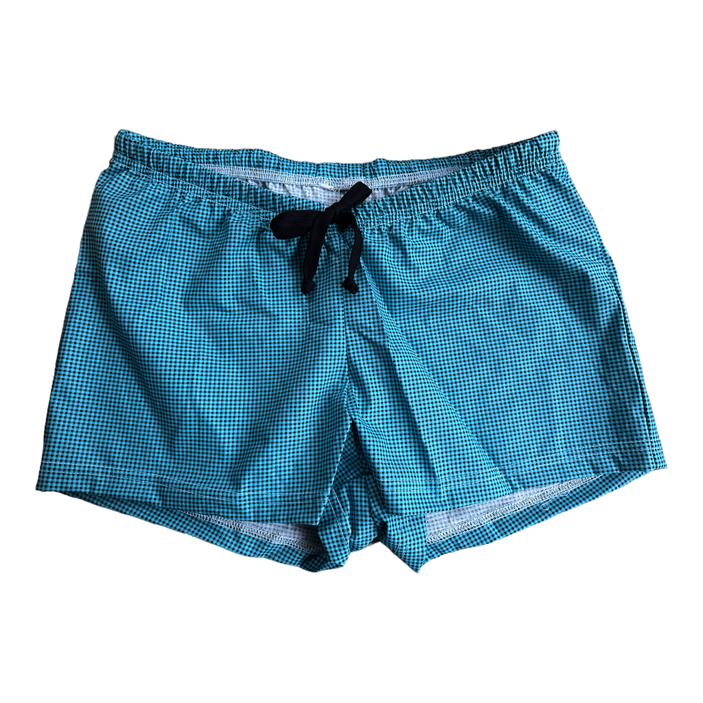 Female BOXERS Cotton - Teal Tiny Check