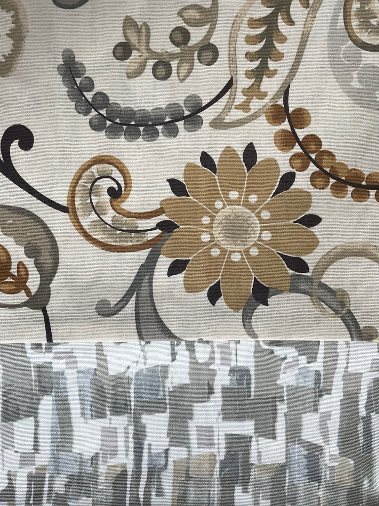 CAPRI Heavy Cotton - Beige Floral Design w/ geometric Design