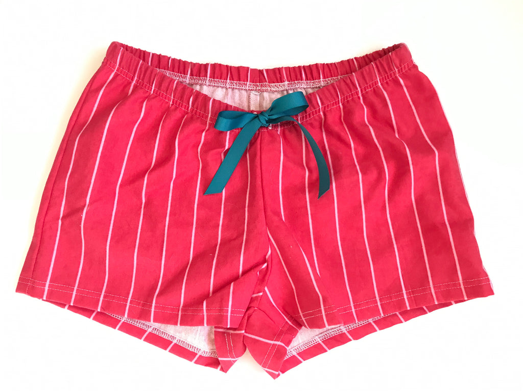 Female BOXERS Flannel - Red & White stripe