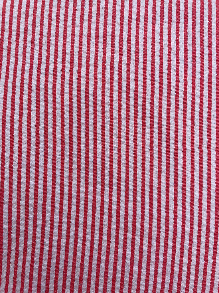 Cotton Seersucker  PANT- Red pinstripe