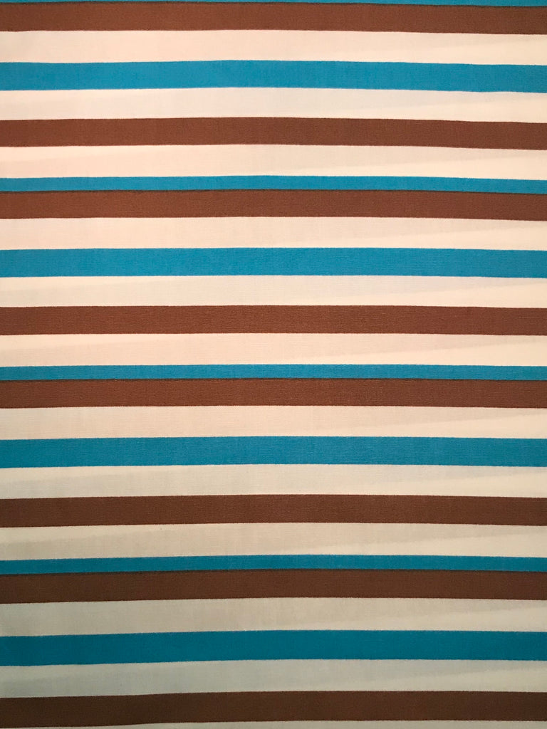 Cotton Pant - Turquoise, Brown & White Stripes