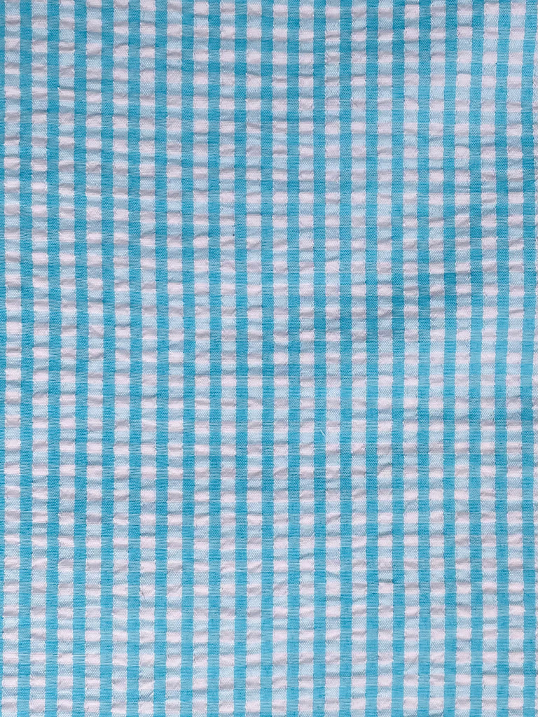 Cotton Seersucker  PANT- Turquoise pinstripe