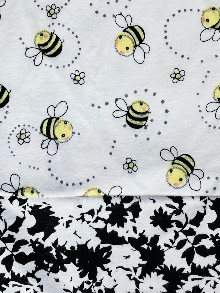 Flannel PANT - Bees w/ Black & White Flowerk
