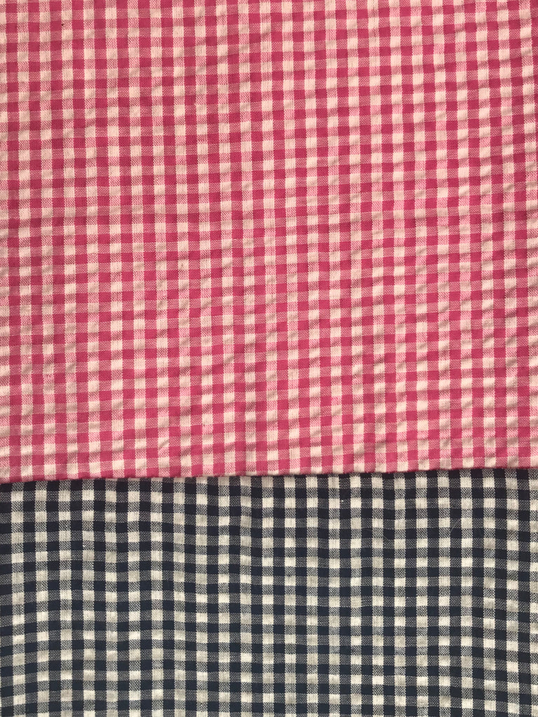 Cotton Seersucker PANT- Pink w/ Navy Gingham