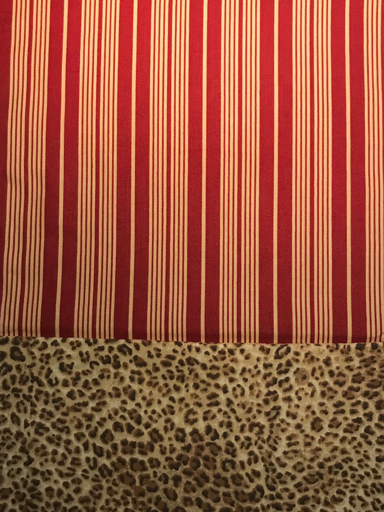 Cotton CAPRI - Burgundy Stripe w/ Leopard