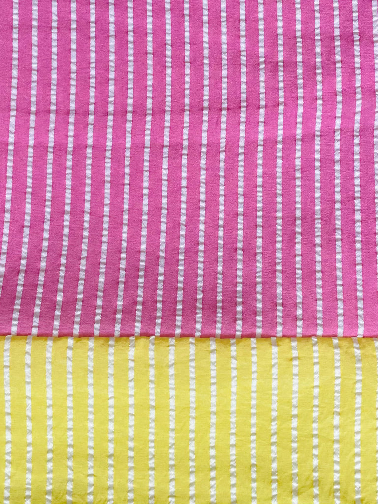CAPRI Seersucker  -  Pink w/ Yellow Stripe