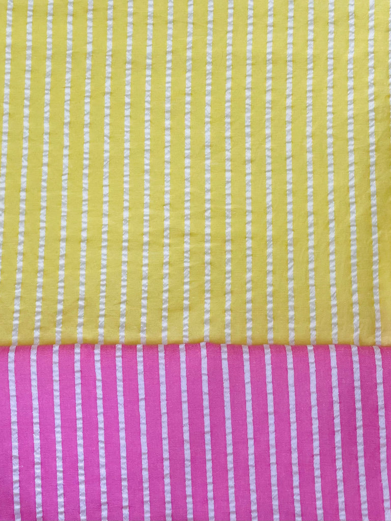 CAPRI Seersucker  -  Yellow & Pink Stripe
