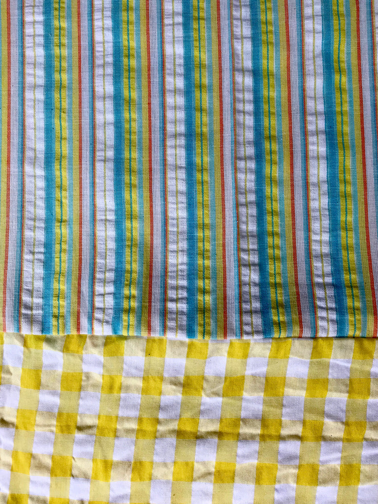 Cotton CAPRI Seersucker  - Stripe w/ Yellow check