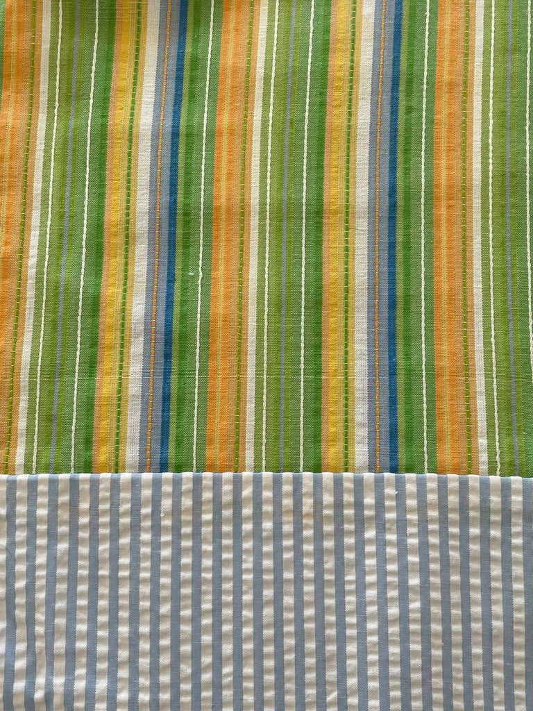 Cotton CAPRI seersucker  - Yellow & Green Stripe w/